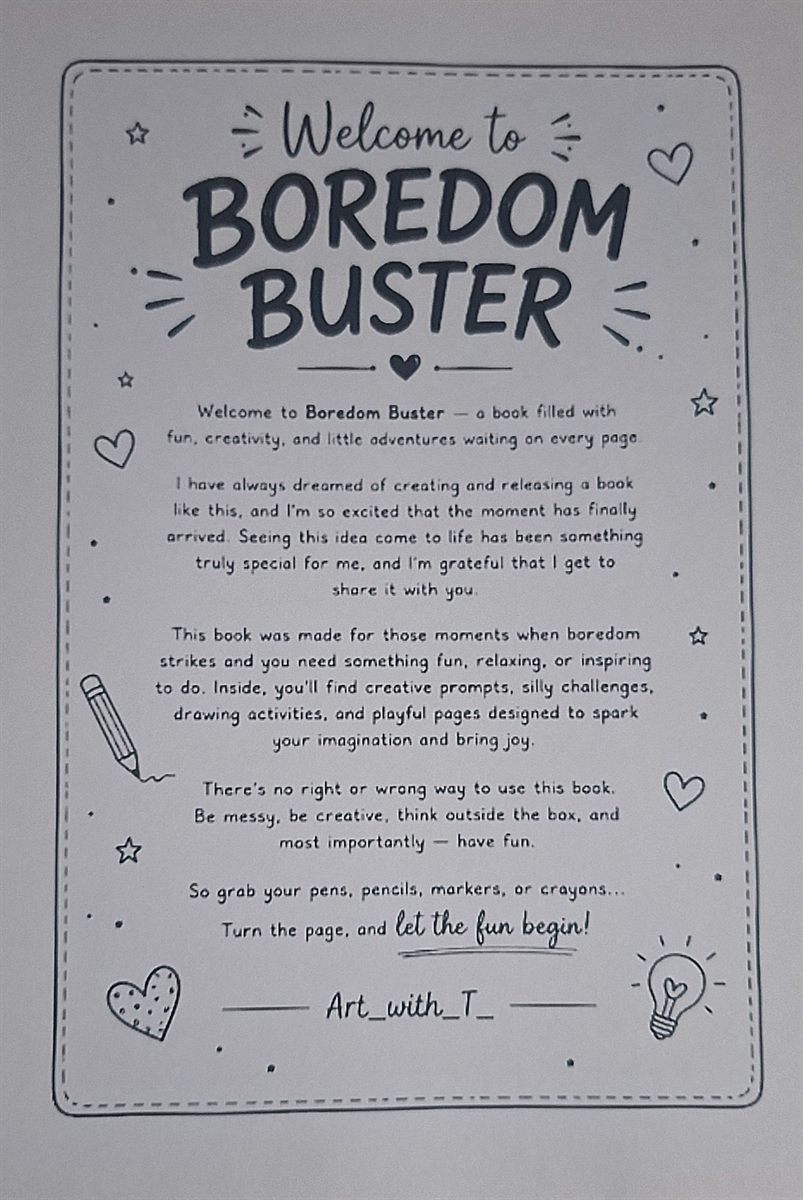 Inside page of the Boredom Destroyer book